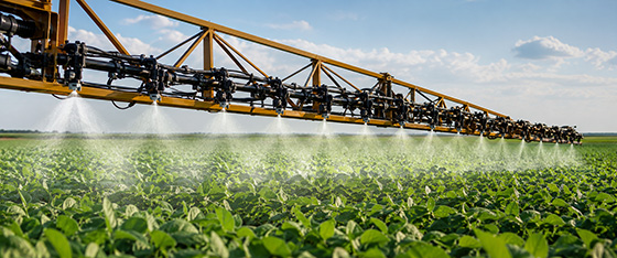 Pulverização agrícola convencional — aplicação em toda a área sem pulverização seletiva